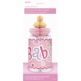 Unique 61721 Baby Shower Honeycomb Feeding Bottle Centerpiece | Pink | 1 Pc