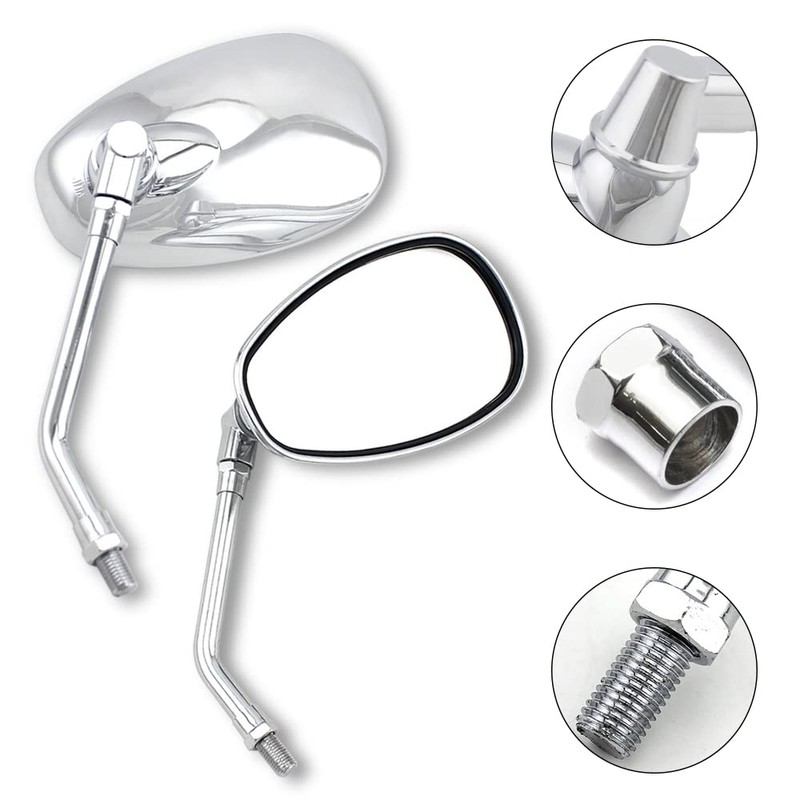 Universal 10mm Chrome Motorcycle Rear View Side Mirrors Handle Bar