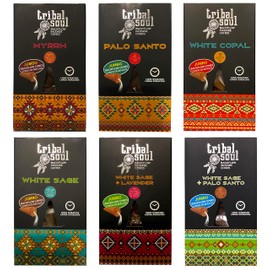 Tribal Soul Back Flow Incense Cones | 6 Boxes Each with 10 Jumbo Back Flow Cones | Total of 60 Cones (Sampler - All 6 Scents)