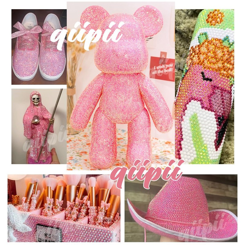 qiipii 1550PCS 5mm Transparent Red AB Resin Rhinestones Clear Dark