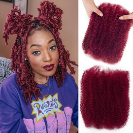 poetically 12 Inch Afro Kinkys Bulk Human Hair 50g/Pack for Mini Twist,BUG Braiding Hair for Dreadlocks,Loc Repair,Twists,99J Dreadlock Extensions