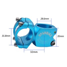 UPANBIKE 31.8mm Bike Stem 28.6mm 32mm Mountain Bicycle Stem Aluminum Alloy Short Stem for Road Bike MTB BMX(Blue)
