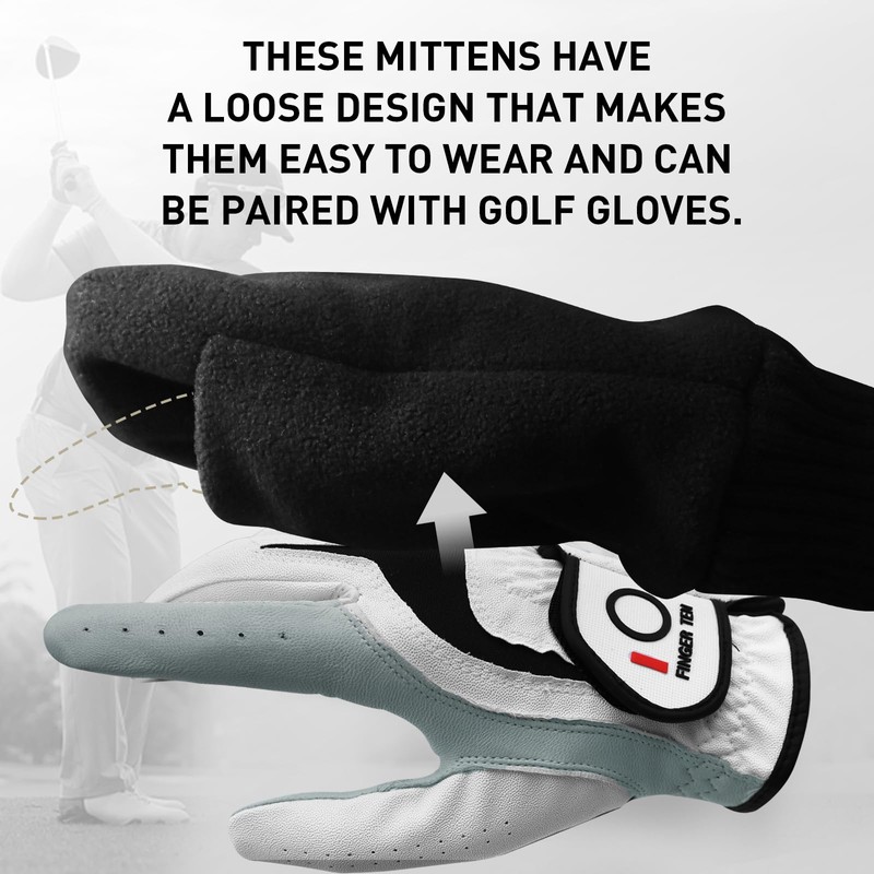 FINGER TEN Winter Golf Gloves Men Mitts Mitten Warm Fleece