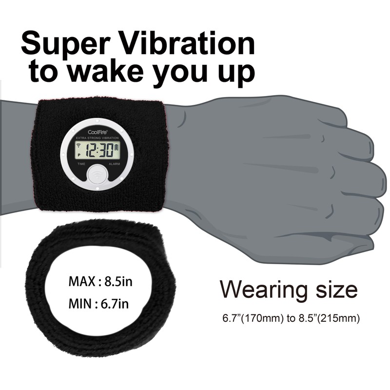 Coolfire - Vibrating Alarm Clock Sweatband, Silent Wake Yourself Up