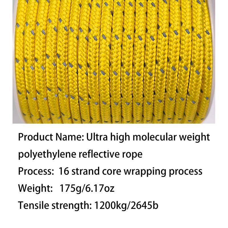Dyneema Reflective Rope -2mm 400kg Fracture Strain - Suitable for