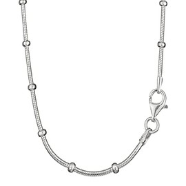 NKlaus 38 cm Snake Chain 1.5 mm 925 Sterling Silver Necklace Balls Silver 4245, Sterling Silver