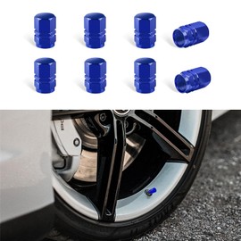 Kewucn 8 PCS Car Tire Valve Stem Caps, Aluminum Alloy Air Caps Cover with Rubber Ring, Corrosion Resistant Airtight Dust Proof Covers, Universal for SUVs, Trucks, Motorcycles and Bikes (Blue)