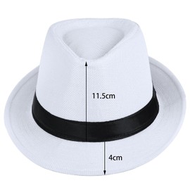KYEYGWO Fedora Hat Fashion Felt Gangster Hats for Men and Women, Trilby Snap Wide Brim Vintage Style Dress Hat, Pure White