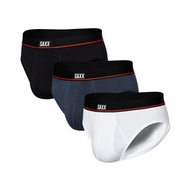 SAXX Underwear Co. Men's Underwear with Pouch Non-Stop Stretch Cotton Brief Fly 3Pk, Black/Deep Navy/White, XX-Large