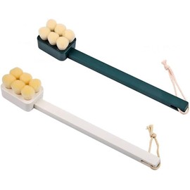 Cepillo de Baño para Frotar Cepillo de Baño Mango Largo Cepillo de Baño de Piel Suave Toalla de Baño para Frotar la Espalda Artefacto No Debe Ser Extraíble Comodidad,Blanco Y Verde