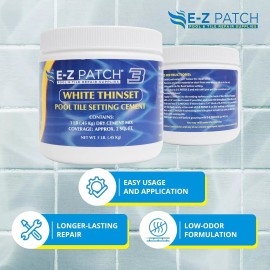 E-Z Products E Z Patch 3 White Thinset Pool Tile Repair Cement Easy Diy Crack Fix 80 Chara...