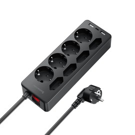 8-Way Power Strip with Surge Protection and 2 m Cable