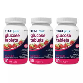Trividia Health TRUEplus Glucose Tablets 15g Raspberry 50ct - 3 Pack