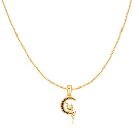 MARLION JEWELS Necklace for women in 925 silver crescent moon with a fairy. Silver chain for women ideal as a gift. Necklace for women. Jewellery for women, Gold - silver