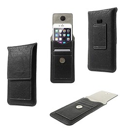 DFV mobile - Belt Case Cover Premium Synthetic Leather Vertical and Card Slots for Fly Life COMPACT 4G (2018) - Black