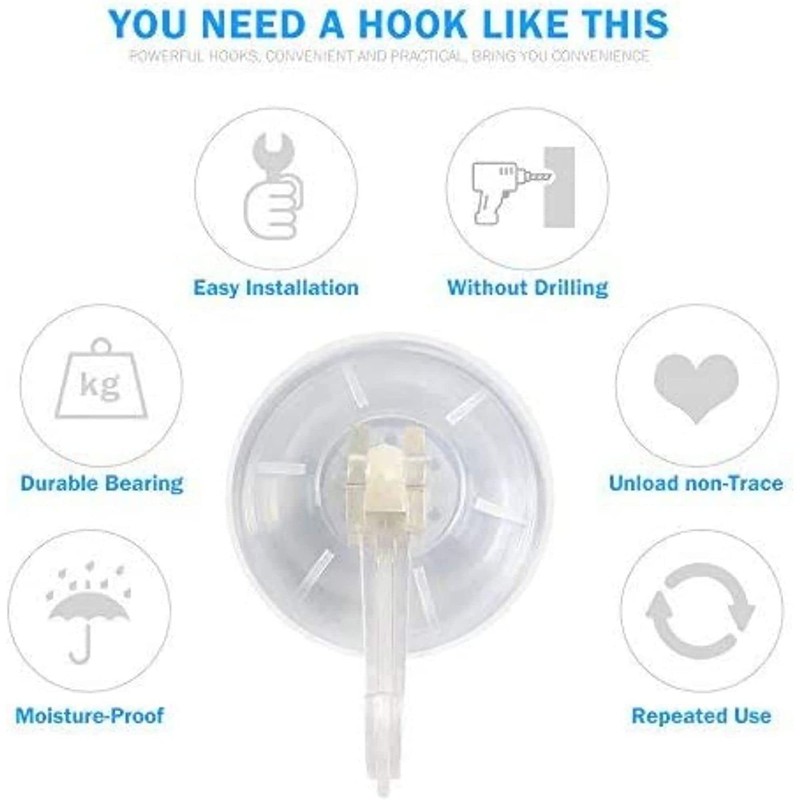 1st Choice Clear Plastic Suction Cup Hooks, 12 Pack Ultra