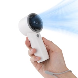 2025 Upgraded Portable Handheld Turbo Fan with 20-Hour Battery - Rechargeable Mini Fan with Digital Display, Anti-Slip Base, 5000mAh Capacity - Personal Fans for Travel, Vacation, Beach(White)