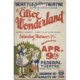 Square Deal Recordings & Supplies Compact Mirror - Seattle Children's Theatre Presents Alice in Wonderland Poster Reproduction - 2" x 3"