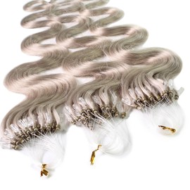 hair2heart Micro-Ring Extensions Real Hair Wavy - 50 Strands 0.5 g 50 cm 10/1 Light Blonde Ash