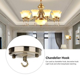 2PCS Soporte de Lámpara E27, Soporte de Lámpara Retro Accesorios de Bricolaje con Gancho, Base de Placa Colgante de Lámpara de Cristal, para Iluminación Industrial, Doméstica y Comercial(bronce)