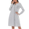 Marvmys Women's Cotton Nightdress with Full-Length Button Placket Striped Long