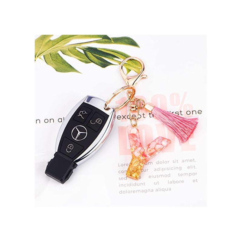 Rohans Pink and Gold Resin Alphabet Initial Letter Keychain, Bag