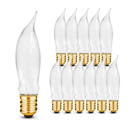 OHLECTRIC CA5 Incandescent Decorative Light Bulb - Flame Shaped Light Bulb with E12 Candelabra Base - 120V - 7.5W Dimmable Bulbs - 2300K, Frost - Pack of 12, OL-01974