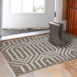 Indoor Doormat 32"x 48", Absorbent Front Back Door Mat Floor Mats, Rubber Backing Non Slip Door Mats Inside Mud Dirt Trapper Entrance Door Rug Carpet, Machine Washable Low Profile-Brown Time Cloister