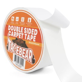 TAPEBEAR Double Sided Carpet Tape 2Inch x 20Yards, Heavy Duty Rug Tape Residue-Free Carpet Gripper for Area Rugs, Wood, Floor, Multipurpose Gripper Non Slip Tape, White