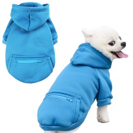 PETCARE Pet Dog Hoodie Sweater Blue Warm Soft Fleece Sweatshirts with Pocket Fall Winter Puppy Cat Sweaters Clothes for Small Dogs Cats Chihuahua Yorkies French Bulldog Outfits Costume