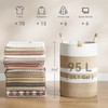 Nunsino 95L Striped Laundry Hamper with Leather Handles,Large Foldable Laundry