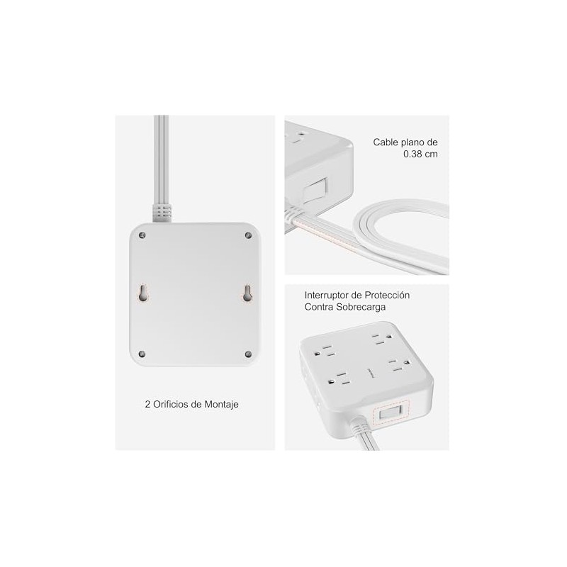BN-LINK Regleta Multicontacto Pared con 8 Salidas Ca y 3