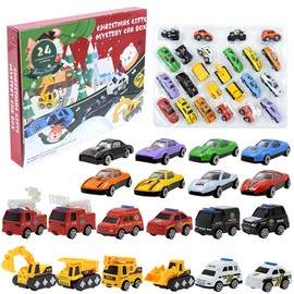 Christmas Advent Calendar 24 Days Countdown Calendar Toys Pull Back Cars Vehicles for Kids Party Favors Christmas Gift