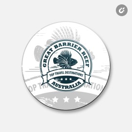 Unbranded Great Barrier Reef Australia Grunge | 4'' X 4'' Round Decorative Magnet