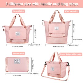 Foldable Travel Duffel Bag ,Large Capacity Gym Tote Bag with Detachable Long Strap, Dry Wet Separated Overnight Bag