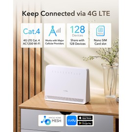 Cudy LT500E 4G LTE Cat 4 Modem-Router mit SIM-Kartensteckplatz, AC1200 WiFi, OpenVPN, Wireguard, IPsec, VPN-Client, Antennen Interno, Mesh