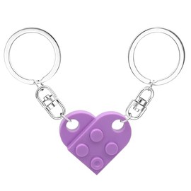 KFZR ​Heart Keychain Set for Couples Brick Heart Keychain for Boyfriend Girlfriend Matching Heart (Purple)