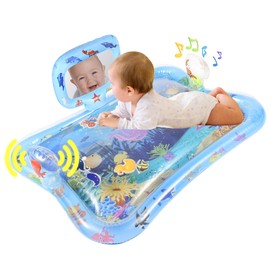 Inflatable Tummy Time Water Mat with Mirror – Portable Baby Play Mat for 0–12 Month Infants, Strengthen Muscles & Promote Sensory Development, Gift for Boys & Girls
