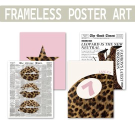 KDHTY Trendy Pink Leopard Bbedroom Decor,Cheetah Print Room Decor Set of 4,Poster for Room Aesthetic,Preppy Aesthetic Room Decor for Girly Bedroom Apartment Dorm,8x10 Unframed