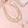 MJartoria Gold Layered Necklaces for Women Trendy Retro Coin Pendant