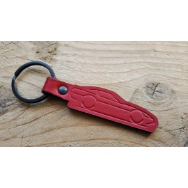 Boostnatics Embossed Leather Keychain for Corvette C4 Key Fob - Red