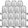 PLULON 15 Pcs White Drawstring Bags, Drawstring Backpack Bulk, Cinch