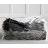 Luxury Faux Fur Throw Blanket, Grey and Black High Pile
