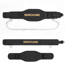 Weighted Dip Belt for Weight Lifting With Chain 46" and Loading Straps,Weighted Belt,Pullup Dip Weight Belt with Chain, Weighted Pull Up Belt for Weights,Belt Squat Belt with Chain Black