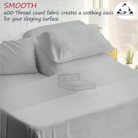 Split Head Flex King Sheets Sets for Adjustable Beds-Split Head Bed Sheet Set King-Split Down 34 inches from The top-100% Cotton Sheets 600-Thread-Count-Split Head Sheets -Light Grey Solid Split Head