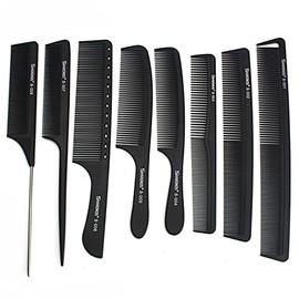 Juego de 8/10 peines profesionales de fibra de carbono, adecuados para todos los peinados, resistentes al calor y antiestáticos (8 peines negros)