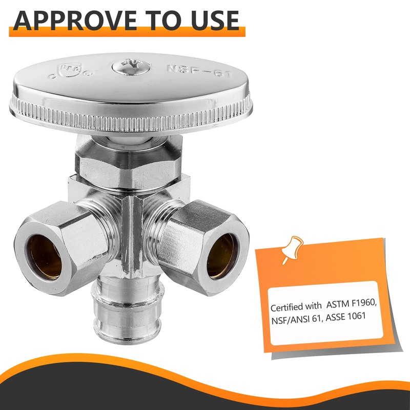 5-PCs HeSun Multi Turn PEX-A Angle Stop Valve, 1/2" PEX-A