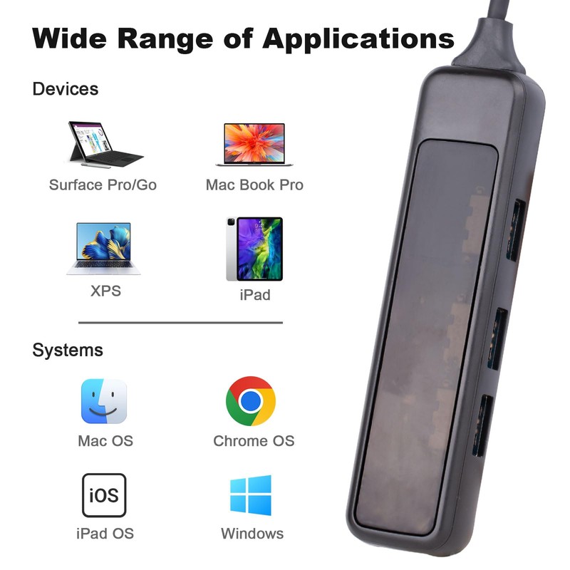 XuanGui 4 puertos USB/USB C Hub, adaptador multipuerto USB C