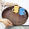 i-lan 16" Large Round Wooden Serving Tray with 2" Sides,