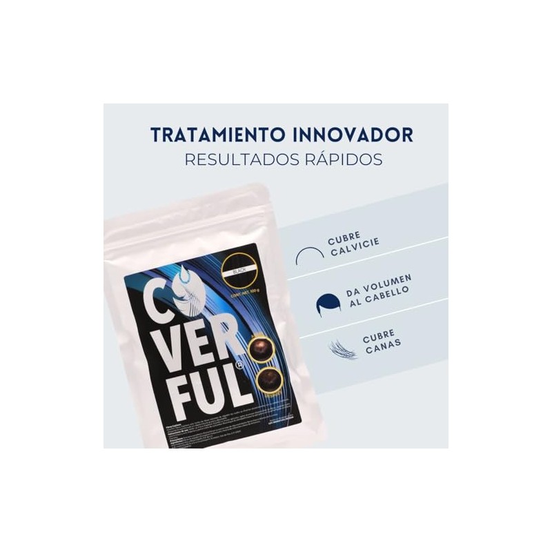 Fibra Capilar Coverful 100 Gramos Cubrir Calvicie Canas Dar Volumen